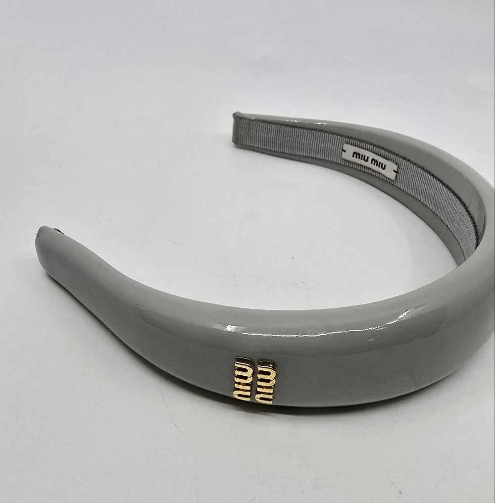 Miu Miu Gray Patent Logo Headband